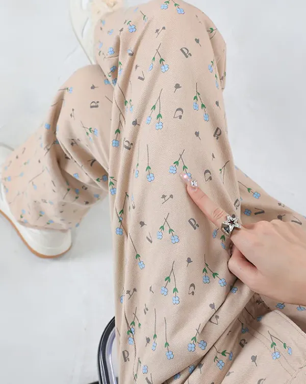 Pants & Trousers*Boogzel Clothing Cottagecore Aesthetic Floral Pants Beige