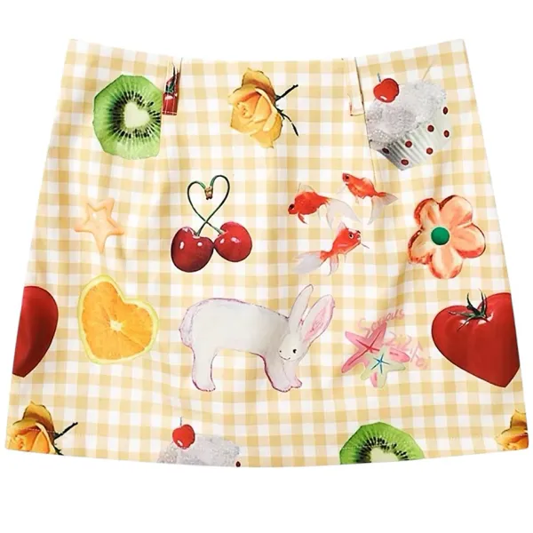 Skirts*Boogzel Clothing Cottagecore Aesthetic Gingham Skirt Yellow