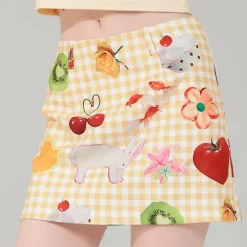 Skirts*Boogzel Clothing Cottagecore Aesthetic Gingham Skirt Yellow