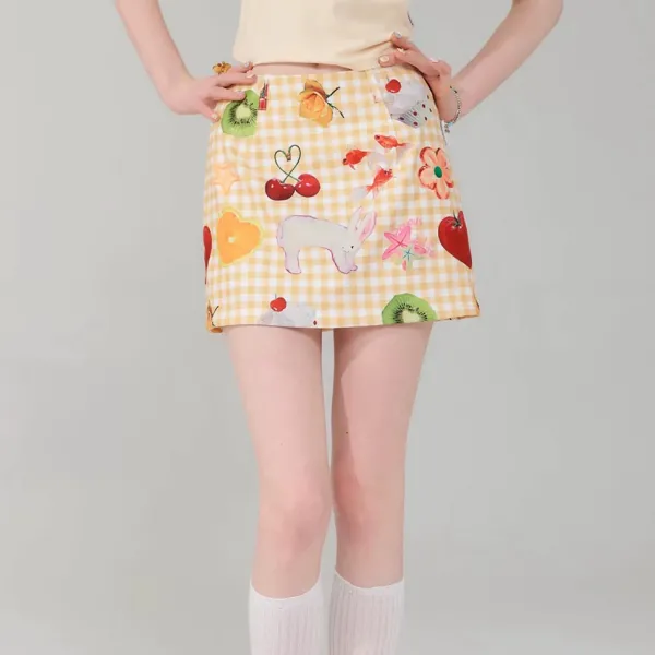 Skirts*Boogzel Clothing Cottagecore Aesthetic Gingham Skirt Yellow