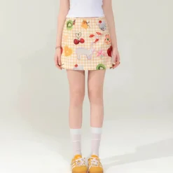 Skirts*Boogzel Clothing Cottagecore Aesthetic Gingham Skirt Yellow