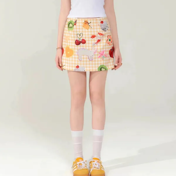 Skirts*Boogzel Clothing Cottagecore Aesthetic Gingham Skirt Yellow