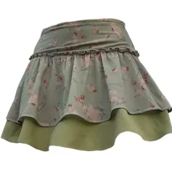 Skirts*Boogzel Clothing Cottagecore Aesthetic Floral Skirt Green