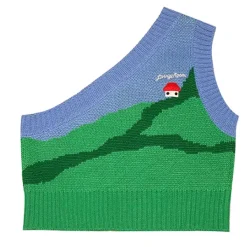 Knit Vests|Crop Tops*Boogzel Clothing Cottagecore Aesthetic One-Shoulder Knit Vest Green/blue
