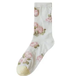 Socks*Boogzel Clothing Cottagecore Aesthetic Rose Socks Pink/white