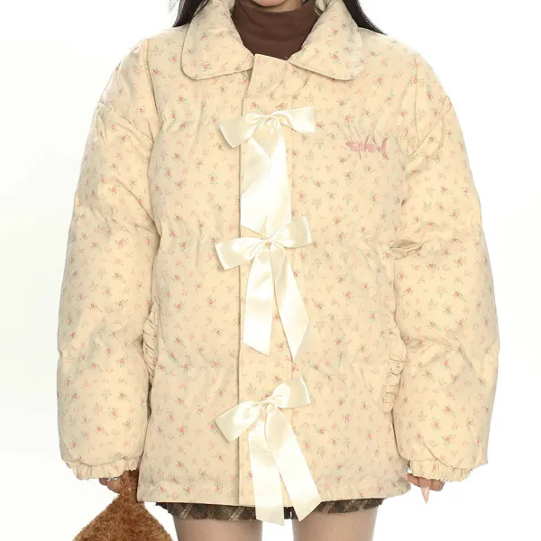 Coats & Jackets*Boogzel Clothing Cottagecore Cream Floral Padded Jacket