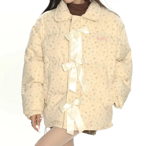 Coats & Jackets*Boogzel Clothing Cottagecore Cream Floral Padded Jacket