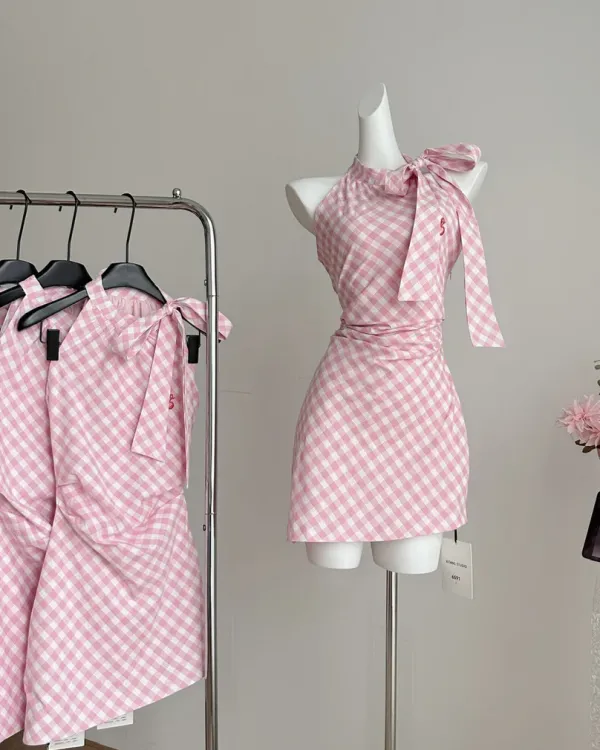 Dresses & Rompers*Boogzel Clothing Cottagecore Gingham Picnic Dress Pink