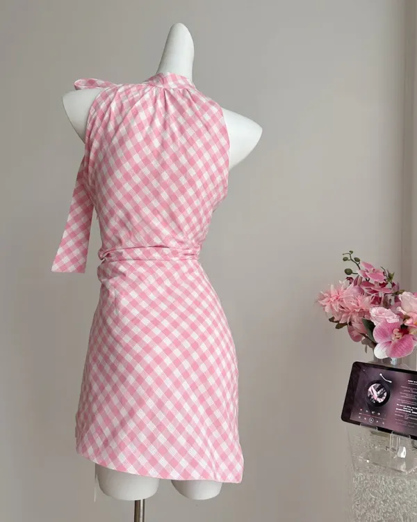 Dresses & Rompers*Boogzel Clothing Cottagecore Gingham Picnic Dress Pink