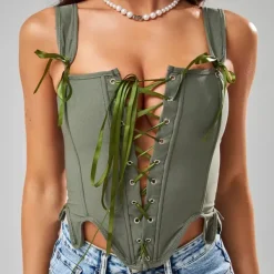 Corset Tops*Boogzel Clothing Cottagecore Lace-Up Corset Top