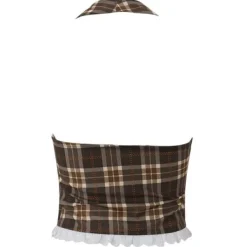 Crop Tops*Boogzel Clothing Cottagecore Plaid Halter Top Brown