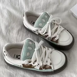 Aesthetic Sneakers*Boogzel Clothing Cow Print Skater Sneakers White/brown