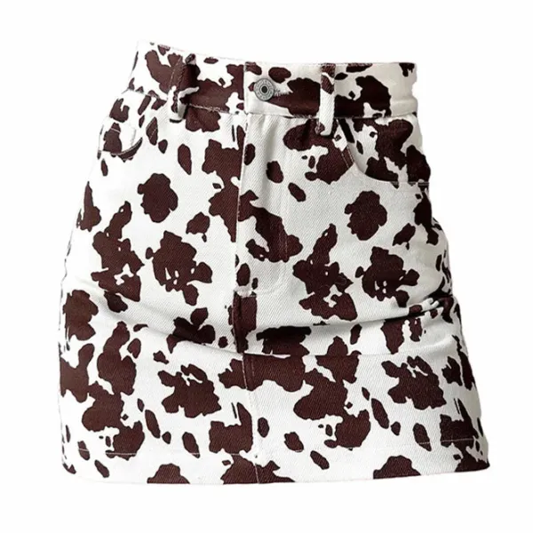 Skirts*Boogzel Clothing Cow Print Teen Craft Skirt Brown