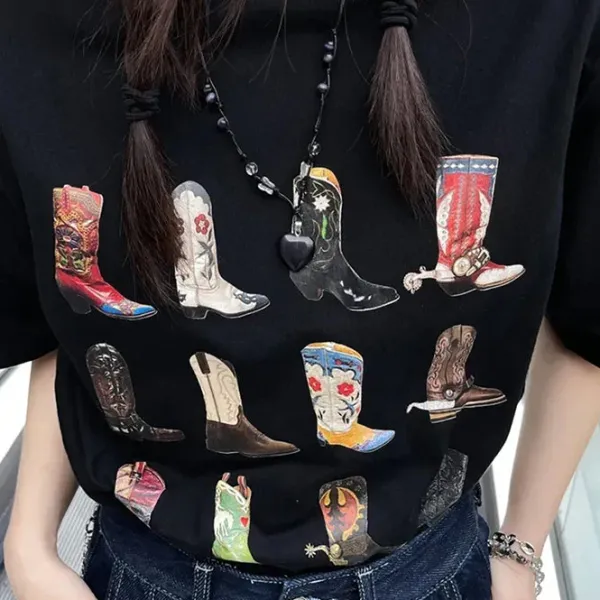 Aesthetic T-Shirts & Graphic Tees*Boogzel Clothing Cowboy Boots Graphic Tee