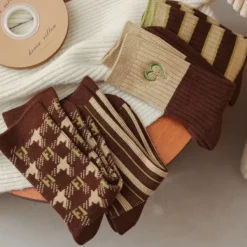 Socks*Boogzel Clothing Cozy Brown 4 Pack Socks