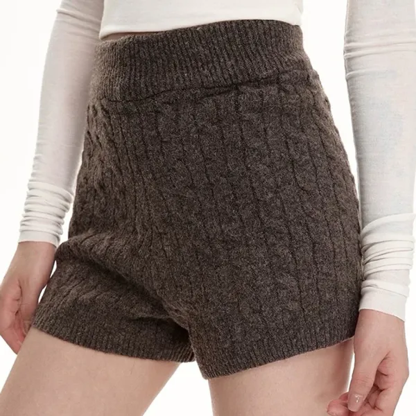 Shorts*Boogzel Clothing Cozy Days Cable Knitted Shorts Brown