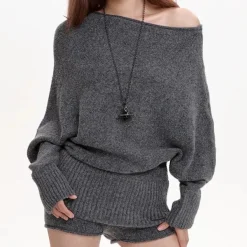 Sweaters*Boogzel Clothing Cozy Days Off-Shoulder Loose Sweater