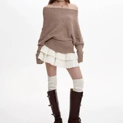 Sweaters*Boogzel Clothing Cozy Days Off-Shoulder Loose Sweater