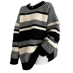 Sweaters*Boogzel Clothing Cozy Grandma Sweater Black/white