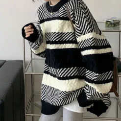 Sweaters*Boogzel Clothing Cozy Grandma Sweater Black/white