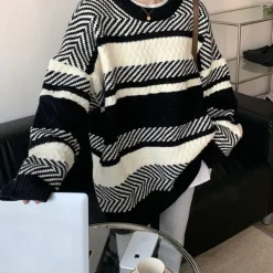 Sweaters*Boogzel Clothing Cozy Grandma Sweater Black/white