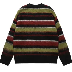 Striped Sweaters|Sweaters*Boogzel Clothing Cozy Reading Striped Oversized Sweater Green/brown