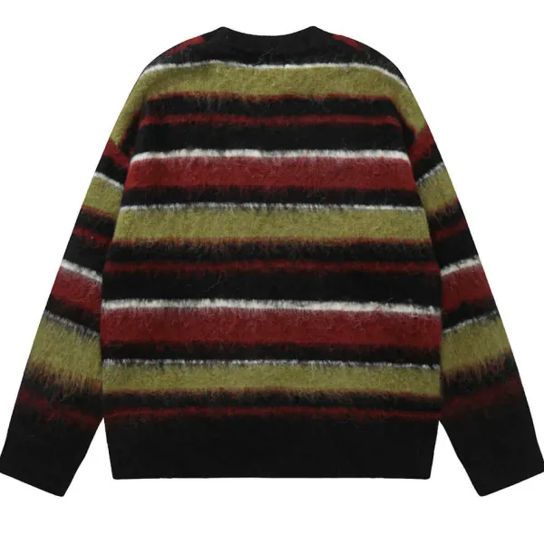 Striped Sweaters|Sweaters*Boogzel Clothing Cozy Reading Striped Oversized Sweater Green/brown