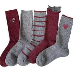 Socks*Boogzel Clothing Cozy Red and Grey Patterned Socks
