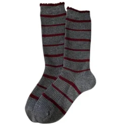 Socks*Boogzel Clothing Cozy Red and Grey Patterned Socks