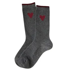 Socks*Boogzel Clothing Cozy Red and Grey Patterned Socks