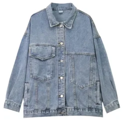 Mens|Coats & Jackets*Boogzel Clothing Cozy Up Asymmetrical Denim Jacket Blue