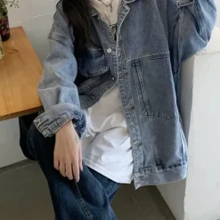 Mens|Coats & Jackets*Boogzel Clothing Cozy Up Asymmetrical Denim Jacket Blue