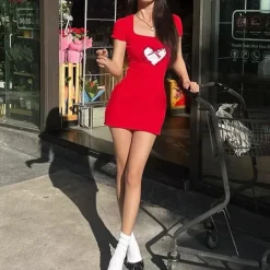 Dresses & Rompers*Boogzel Clothing Crimson Heart Mini Dress Red