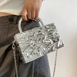 Bags & Purses*Boogzel Clothing Crumpled Metal Chain Bag Silver