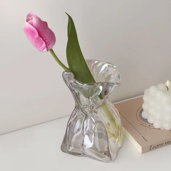 Flower Vases|Aesthetic Room Decor*Boogzel Clothing Crumpled Paper Glass Flower Vase