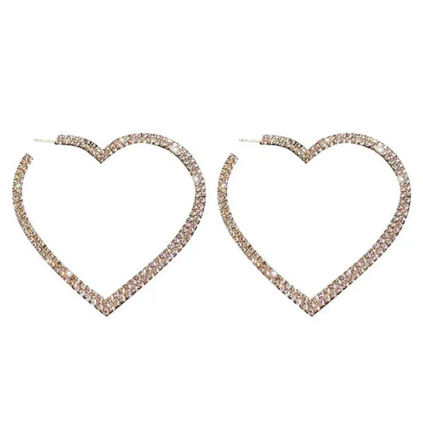 Earrings*Boogzel Clothing Crystal Heart Hoop Earrings