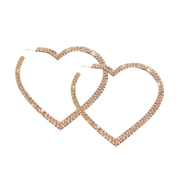 Earrings*Boogzel Clothing Crystal Heart Hoop Earrings