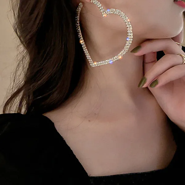 Earrings*Boogzel Clothing Crystal Heart Hoop Earrings