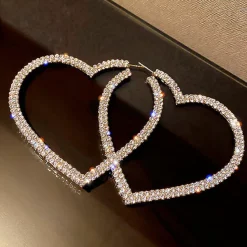 Earrings*Boogzel Clothing Crystal Heart Hoop Earrings