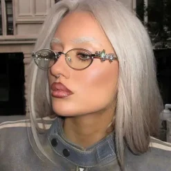 Sunglasses*Boogzel Clothing Crystal Metal Oval Sunglasses