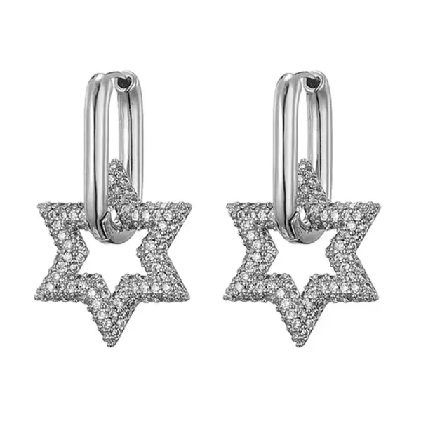 Earrings*Boogzel Clothing Crystal Star Hoop Earrings