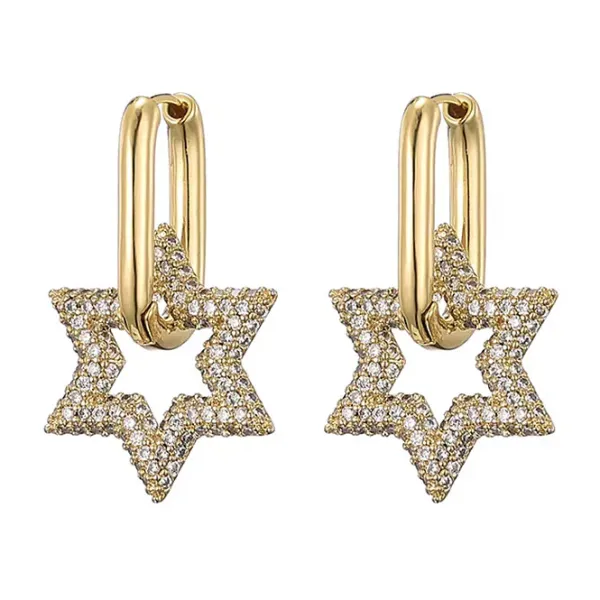 Earrings*Boogzel Clothing Crystal Star Hoop Earrings