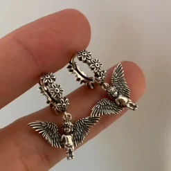 Earrings*Boogzel Clothing Cupid Aesthetic Earrings Silver