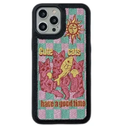 Iphone Cases*Boogzel Clothing Cute Cats Embroidery iPhone Case