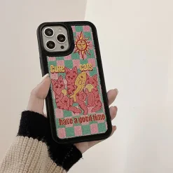Iphone Cases*Boogzel Clothing Cute Cats Embroidery iPhone Case