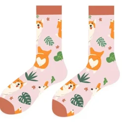 Socks*Boogzel Clothing Cute Corgi Print Socks Pink