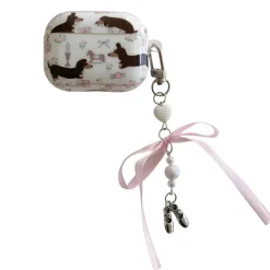 Other|Iphone Cases*Boogzel Clothing Cute Dachshunds AirPods Case with Bow Charm White/pink