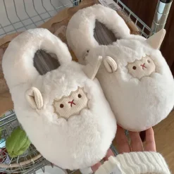 Mad*Boogzel Clothing Cute Lamb Fluffy Slippers White
