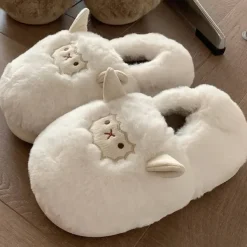 Mad*Boogzel Clothing Cute Lamb Fluffy Slippers White