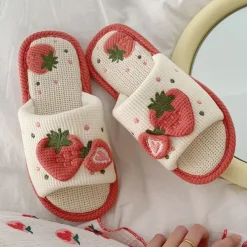 Mad*Boogzel Clothing Cute Strawberry Slippers Red